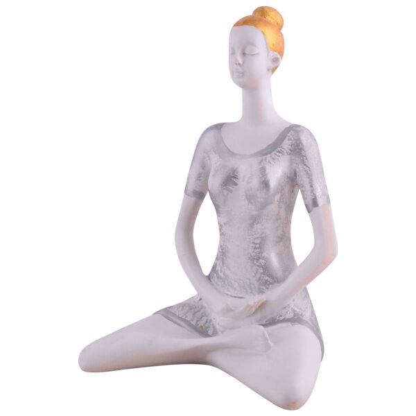 Suitable for home decor Yoga Posture Lady Statue Idol for Home Yoga Statue admirable piece of gift (silver) - Image 2